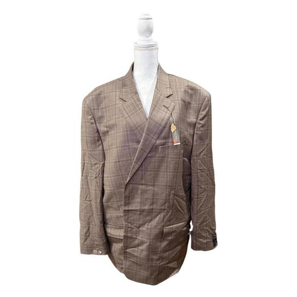 Oak Hill Premium Men's Brown Plaid Blazer Size 54 Long